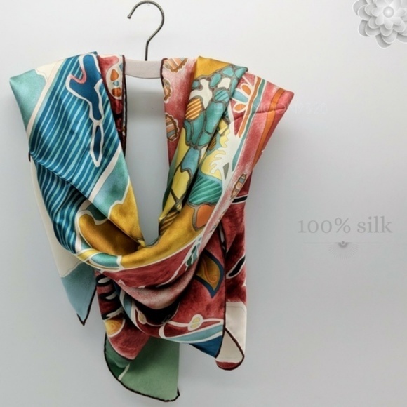 Accessories - Exquisite Large 100% Silk Square Scarf NIP